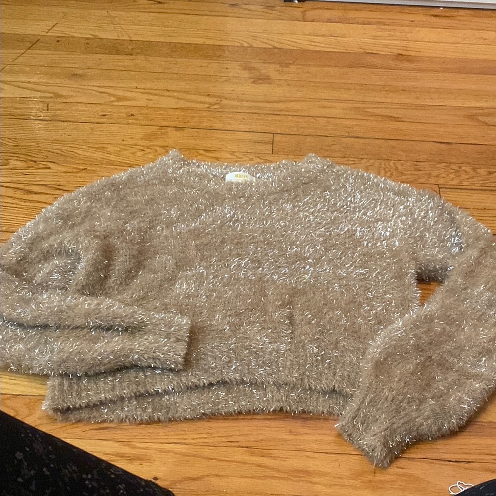 Elegant Metallic Fuzzy Sweater